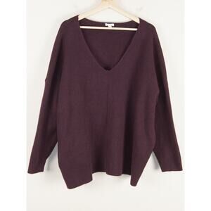 J Jill Double Knit Maroon Red Cotton Blend V Neck Sweater Womens Sz 3X